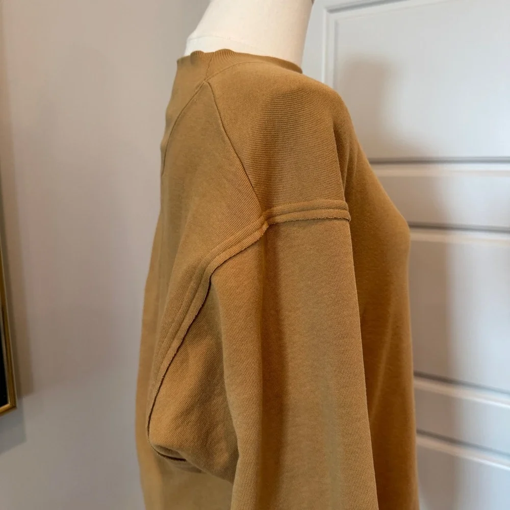 Alo Yoga Womens Sweatshirt Mock Neck Oversized Fleece Honey Mustard Size XS